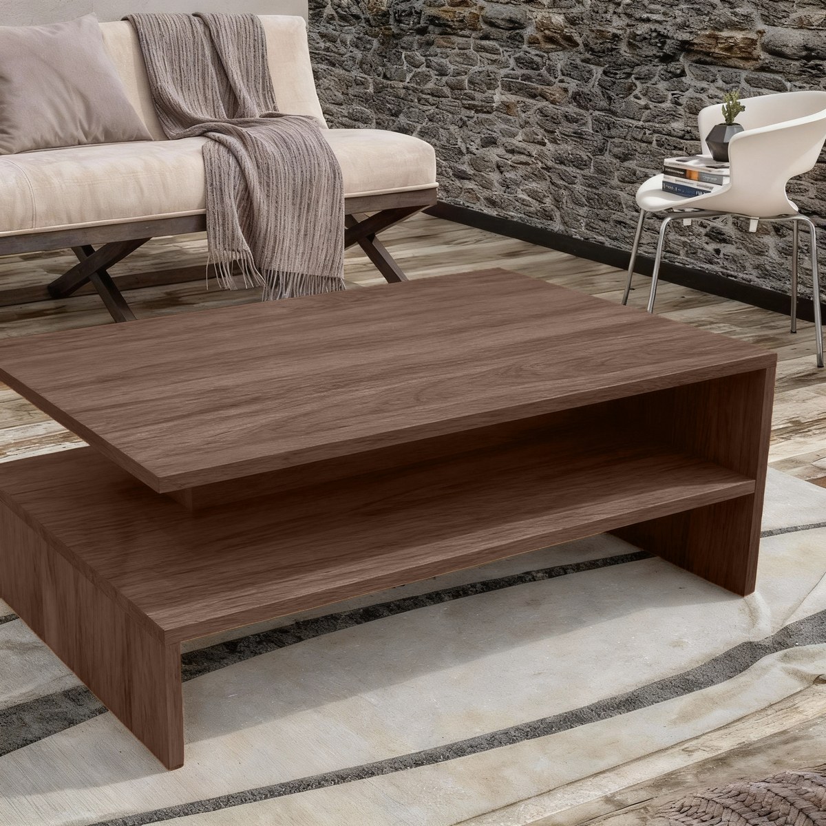 MDF Wood Coffee Table Brown - 90x35x60 cm | shop now