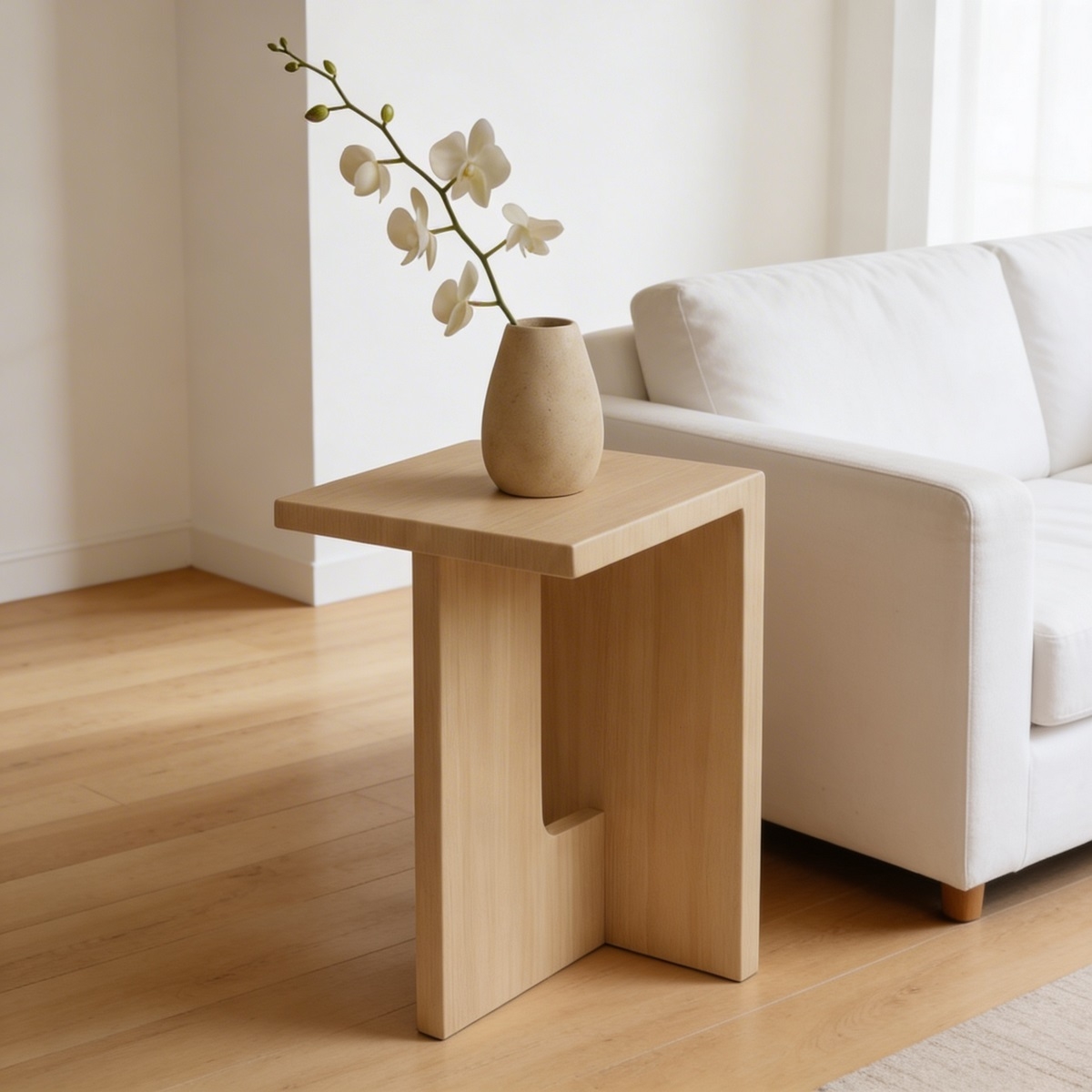 Moski Wood Side Table Beige - 70x40x35 cm