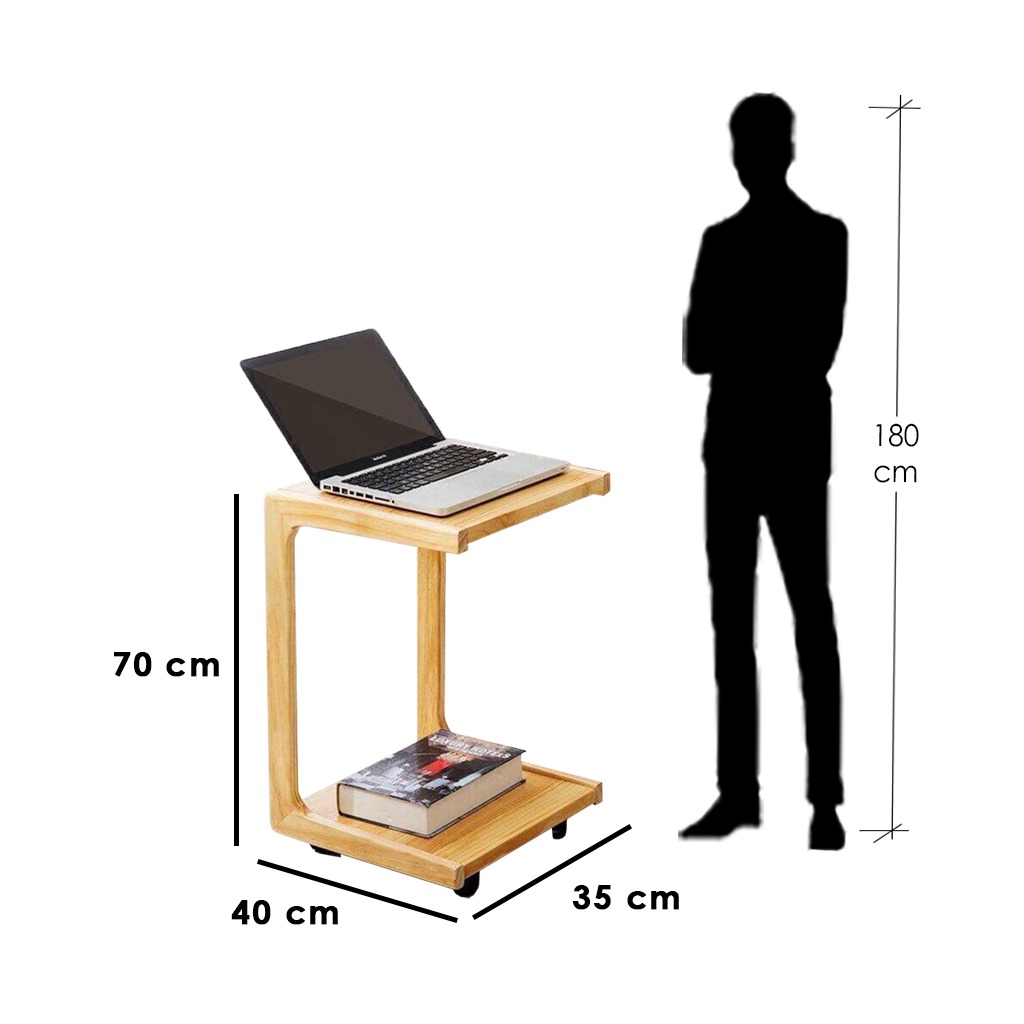 Moski Wood Side Table Beige - 70x40x35 cm