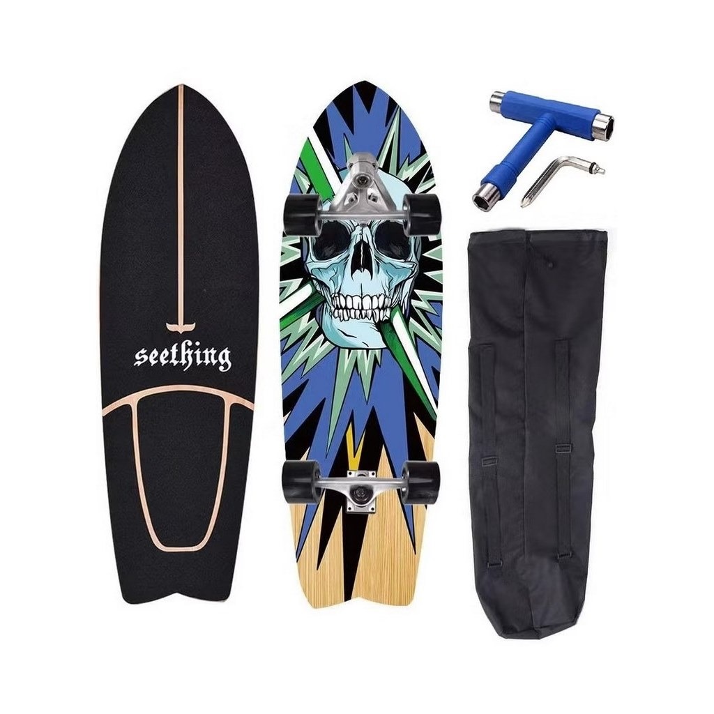 SeeThing 32 Inch CX7 Swallow Surf Skateboard With Backpack and