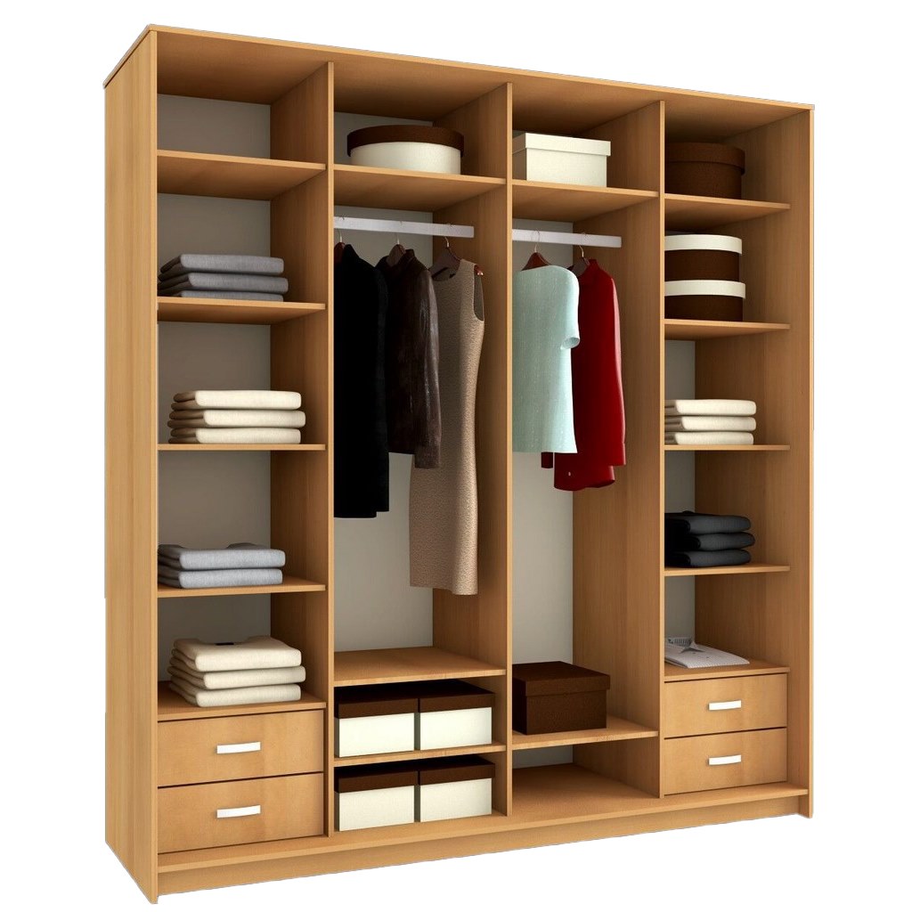 dressing beige Stylish Beige & White Wardrobe with External Shelves – Vitrine Furniture main image 0
