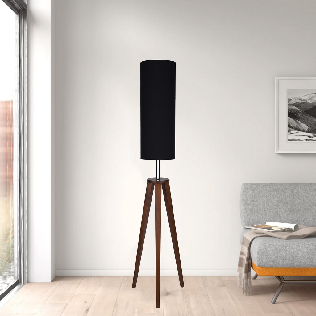 Metal and Swedish Wood Floor Lamp Brown - 37x155 cm