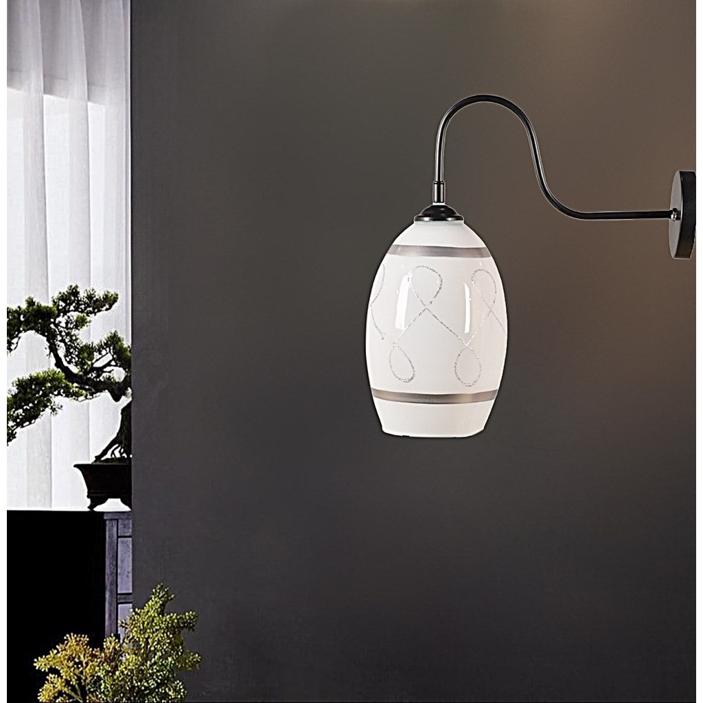 Metal and Glass Wall Lamp Black and Blue - 30x32 cm