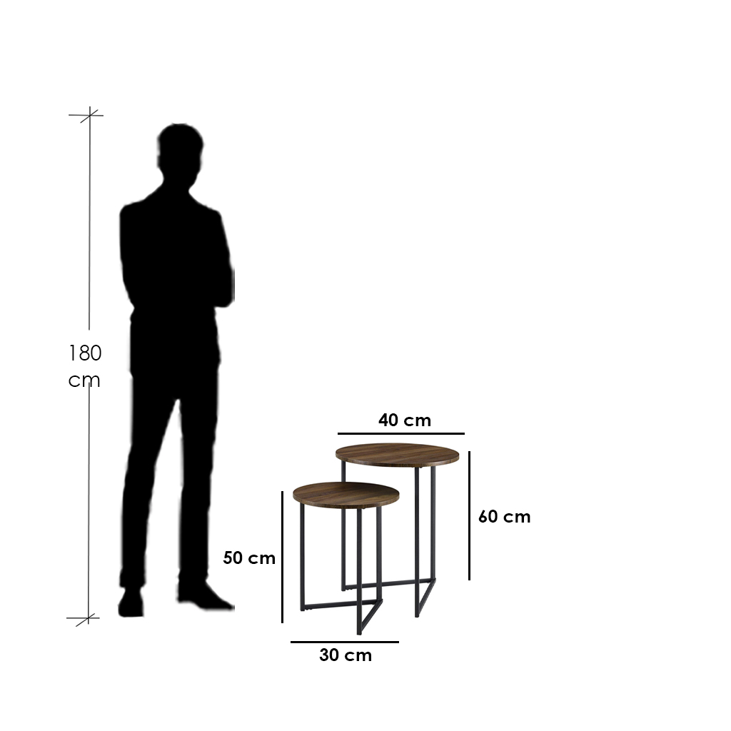 MDF Side Table Brown and Black - 40x60×30x50 | shop now